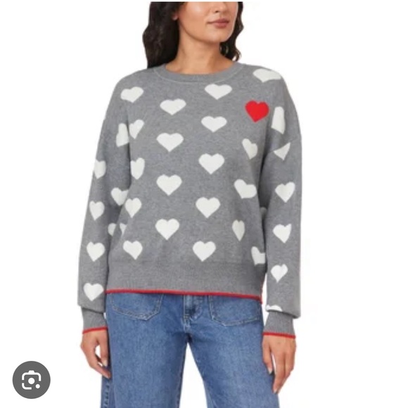 Scotch and Soda Crew Neck Sweater - Grey with Hearts - Medium - Picture 1 of 3